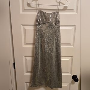 GUESS Silver Sequin Jamie Dress Size 2 NWT